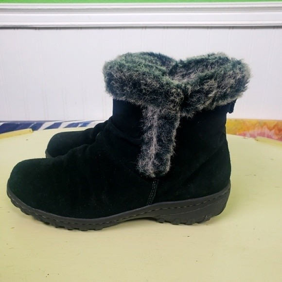 Khombu Shoes - Khombu Women's Black Suede Gray Faux Fur Ankle Boots Size 7M